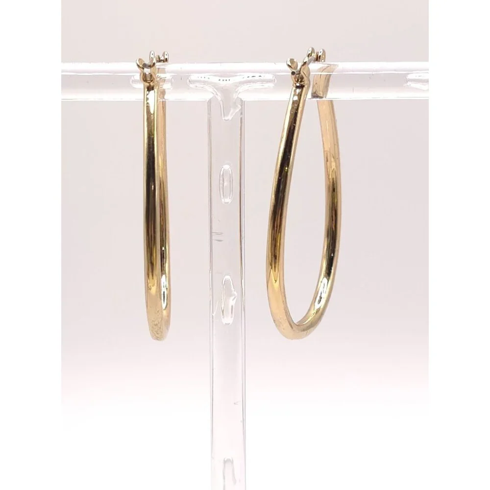Chill Gold Tone Rhinestone Hoop Earrings Oval Shaped: Glow for the Win - Picture 6 of 6